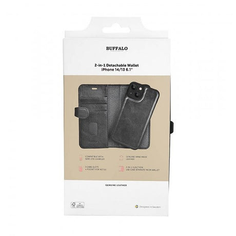 Buffalo iPhone 13/14/15 Etui 2-i-1 Aftagelig Wallet Sort