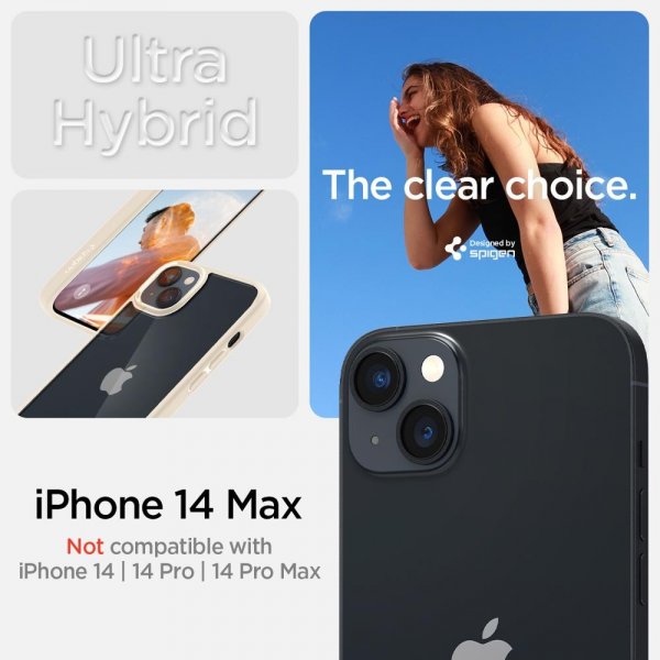 Spigen iPhone 14 Plus Cover Crystal Hybrid Sand Beige
