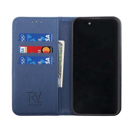 Rvelon iPhone 14-cover med udtrækkeligt kortrum, blå