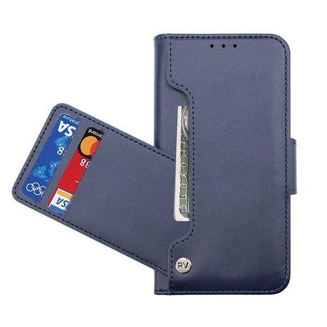 Rvelon iPhone 14-cover med udtrækkeligt kortrum, blå