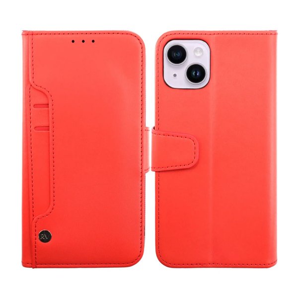 Rvelon iPhone 14 Cover Udklappeligt Kortrum Rød