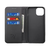 Rvelon iPhone 14 Cover Udklappeligt Kortrum Sort