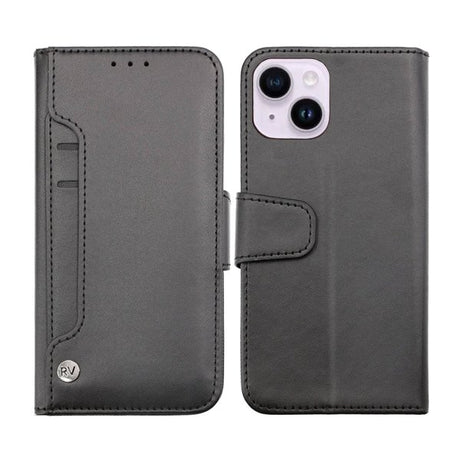 Rvelon iPhone 14 Cover Udklappeligt Kortrum Sort