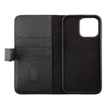 Rvelon iPhone 14 Cover Ægte læder Kortlomme Sort