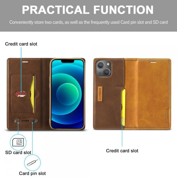 Lc.Imeeke iPhone 14 Plus Cover Kortlomme Udvendig Brun