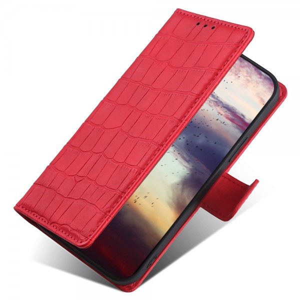 iPhone 14 Plus Cover Krokodillemønster Rød