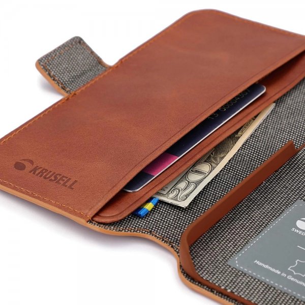Krusell iPhone 14 Plus Cover Læder PhoneWallet Cognac