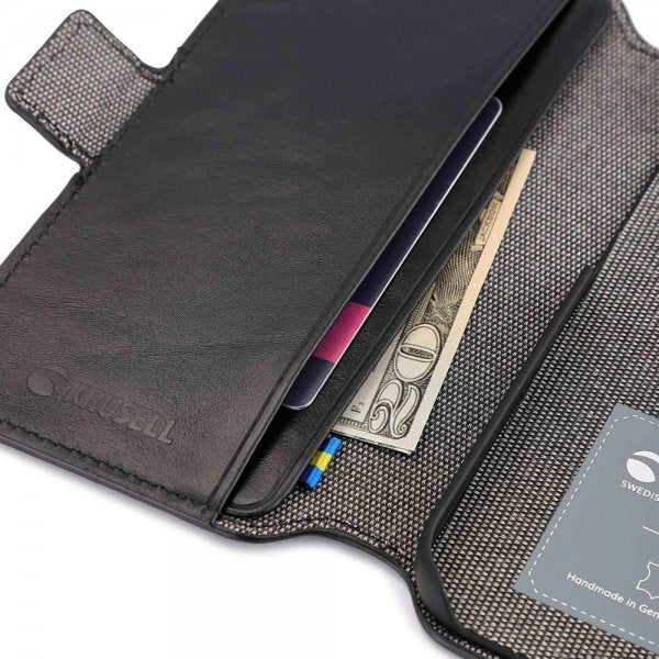 Krusell iPhone 14 Plus Cover Leather PhoneWallet Sort