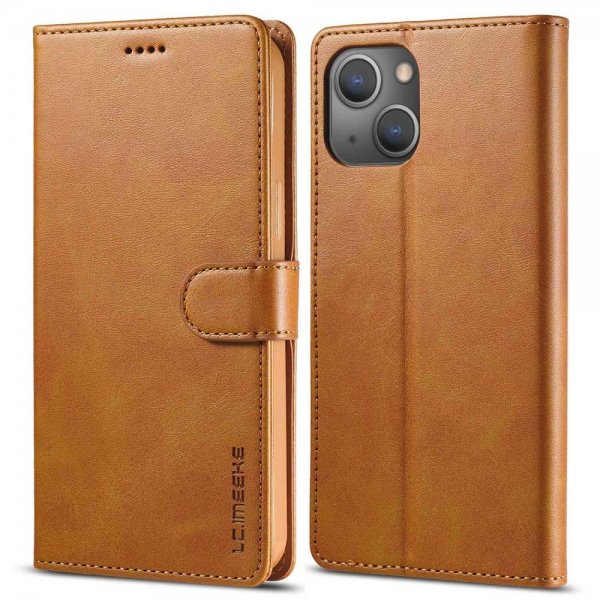 Lc.Imeeke iPhone 14 Plus Cover med Kortrum Stativfunktion Lysebrun