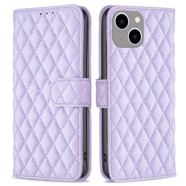 iPhone 14 Plus Cover Rombemønster Lilla