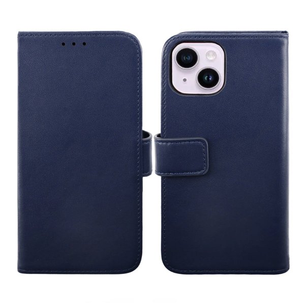 Rvelon iPhone 14 Plus Cover Ægte Læder Blå