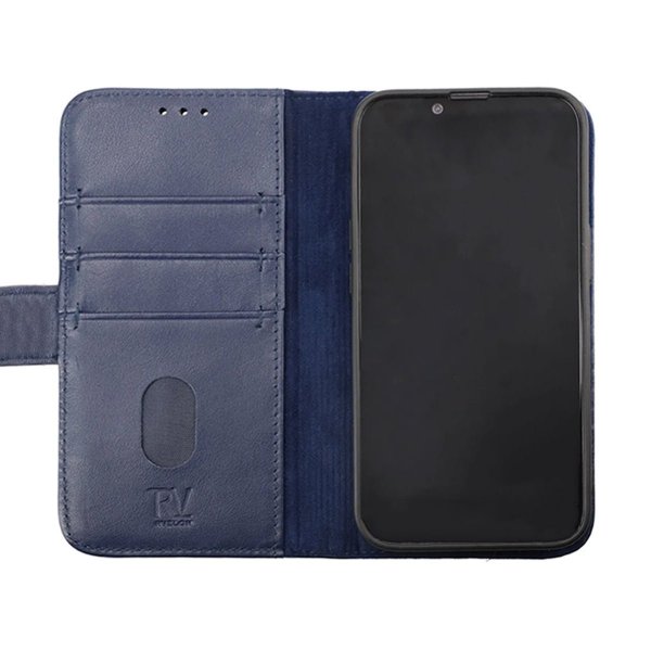 Rvelon iPhone 14 Plus Cover Ægte Læder Blå