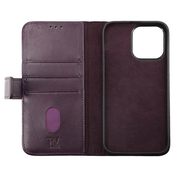 Rvelon iPhone 14 Plus Cover Ægte Læder Lilla