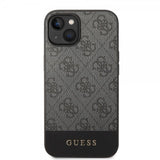 Guess iPhone 14 Plus Cover Bottom Stripe Metal Logo Grå