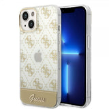 Guess iPhone 14 Plus Cover Bottom Stripe Script Logo Guld