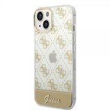 Guess iPhone 14 Plus Cover Bottom Stripe Script Logo Guld
