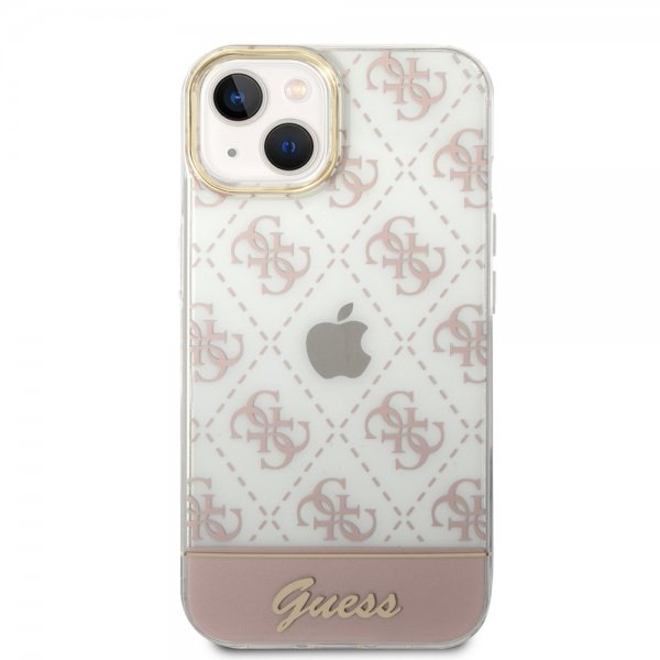 Guess iPhone 14 Plus Cover Bottom Stripe Script Logo Rosa
