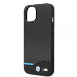 BMW iPhone 14 Plus Cover Carbon Effect Printed Logo Sort