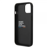 BMW iPhone 14 Plus Cover Carbon Effect Printed Logo Sort
