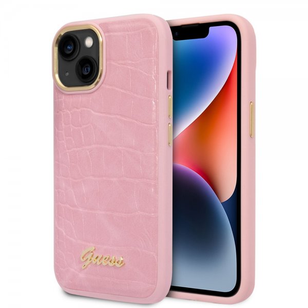 Guess iPhone 14 Plus Cover Croco Rosa