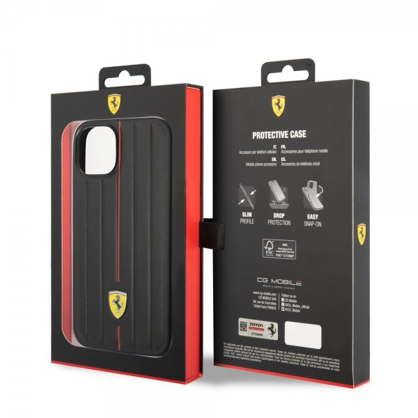 Ferrari iPhone 14 Plus Cover Prægede Striber Rød