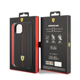Ferrari iPhone 14 Plus Cover Prægede Striber Rød