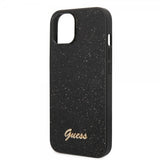 Guess iPhone 14 Plus Cover Glitter Flakes Metal Logo Sort