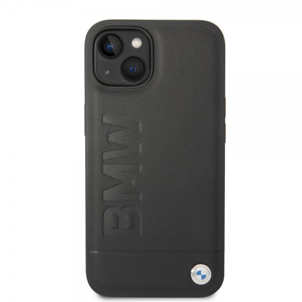 BMW iPhone 14 Plus Cover Hot Stamp Metal Logo Sort