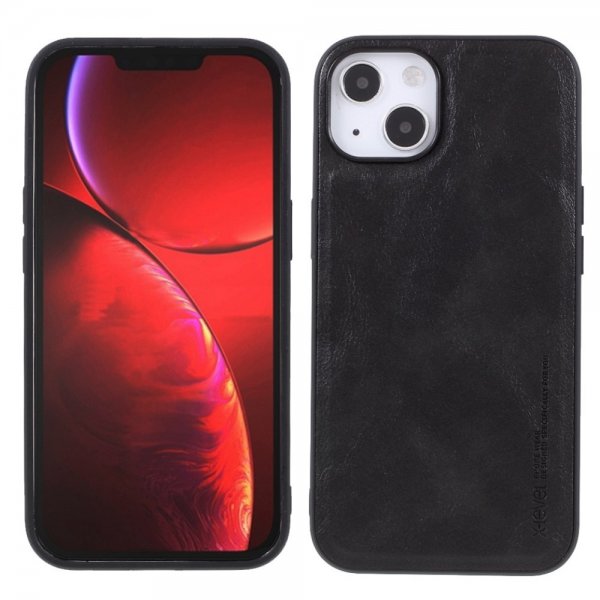 X-Level iPhone 14 Plus Cover Lædertekstur Sort