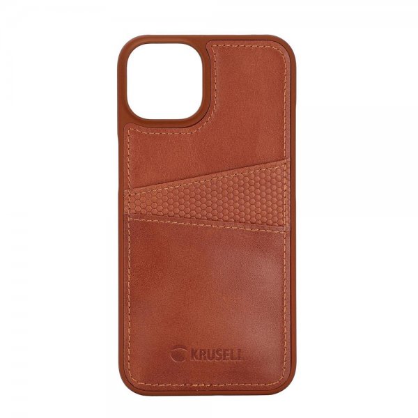 Krusell iPhone 14 Plus Cover Leather CardCover Cognac