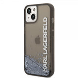 Karl Lagerfeld iPhone 14 Plus Cover Liquid Glitter Gennemsigtig Sort