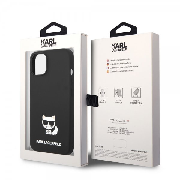 Karl Lagerfeld iPhone 14 Plus Cover Liquid Silicone Choupette Sort