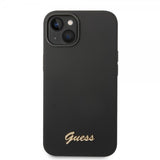 Guess iPhone 14 Plus Cover Liquid Silicone Metal Logo Sort