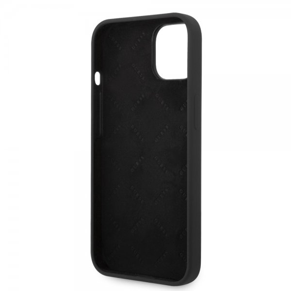 Guess iPhone 14 Plus Cover Liquid Silicone Metal Logo Sort