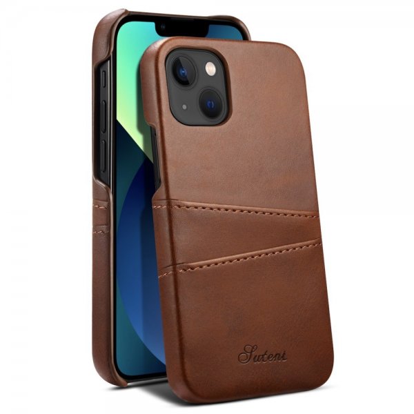 iPhone 14 Plus Cover med to Kortlommer Brun