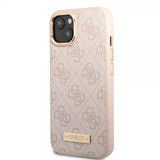 Guess iPhone 14 Plus Cover Metal Plate Logo MagSafe Rosa