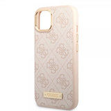Guess iPhone 14 Plus Cover Metal Plate Logo MagSafe Rosa