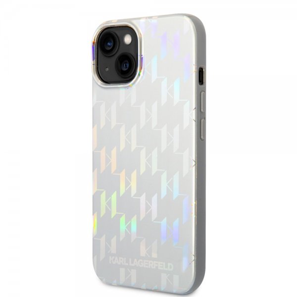 Karl Lagerfeld iPhone 14 Plus Cover Monogram Iridescent Silver