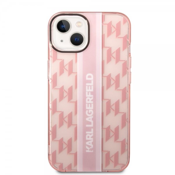 Karl Lagerfeld iPhone 14 Plus Cover Monogram Vertical Stripe Rosa
