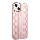 Karl Lagerfeld iPhone 14 Plus Cover Monogram Vertical Stripe Rosa