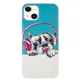iPhone 14 Plus Cover Motiv Hund med Hovedtelefoner