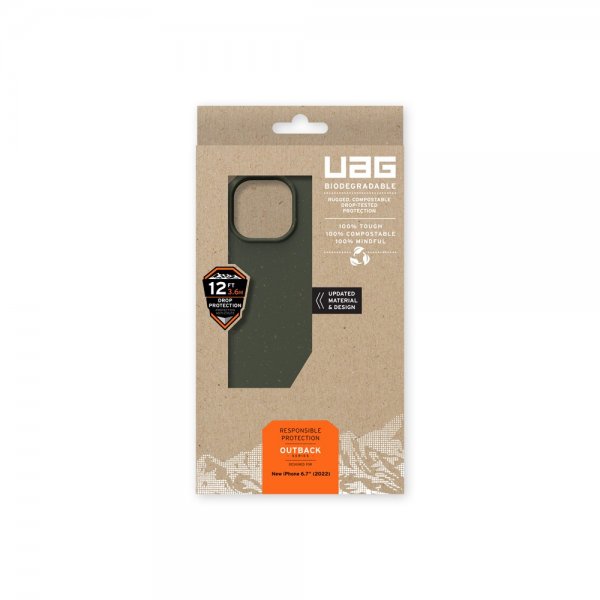 Urban Armor Gear (UAG) iPhone 14 Plus Cover Outback Biodegradable Cover Olive