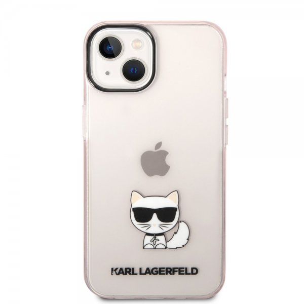 Karl Lagerfeld iPhone 14 Plus Cover Printed Choupette Transparent Rosa