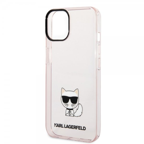 Karl Lagerfeld iPhone 14 Plus Cover Printed Choupette Transparent Rosa