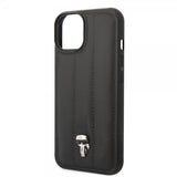 Karl Lagerfeld iPhone 14 Plus Cover Quilted Nylon Puffy Case Ikonik Pin Sort