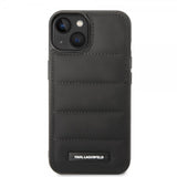 Karl Lagerfeld iPhone 14 Plus Cover Quilted Nylon Puffy Case Logo Plate Sort