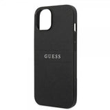 Guess iPhone 14 Plus Cover Saffiano Metal Logo Stripes Sort
