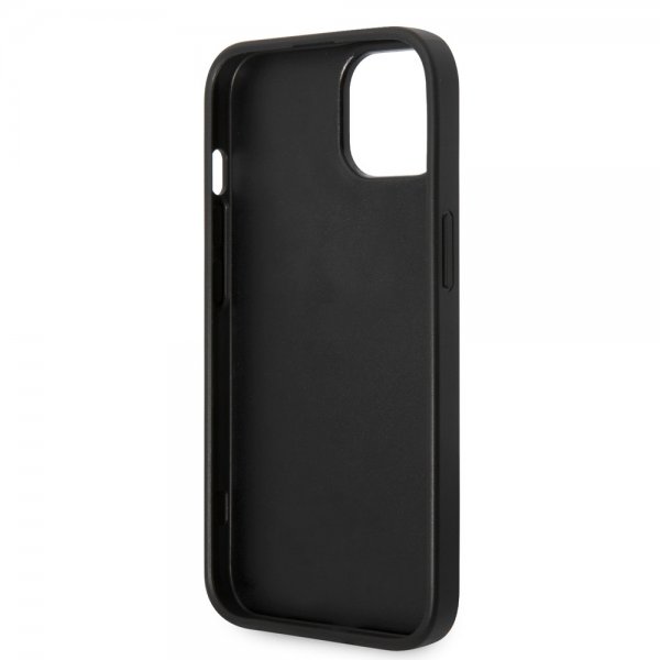 Guess iPhone 14 Plus Cover Saffiano Metal Logo Stripes Sort