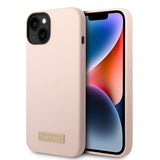 Guess iPhone 14 Plus Cover Silikone Metalplade MagSafe Rosa