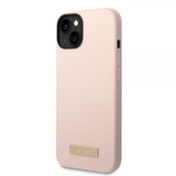 Guess iPhone 14 Plus Cover Silikone Metalplade MagSafe Rosa